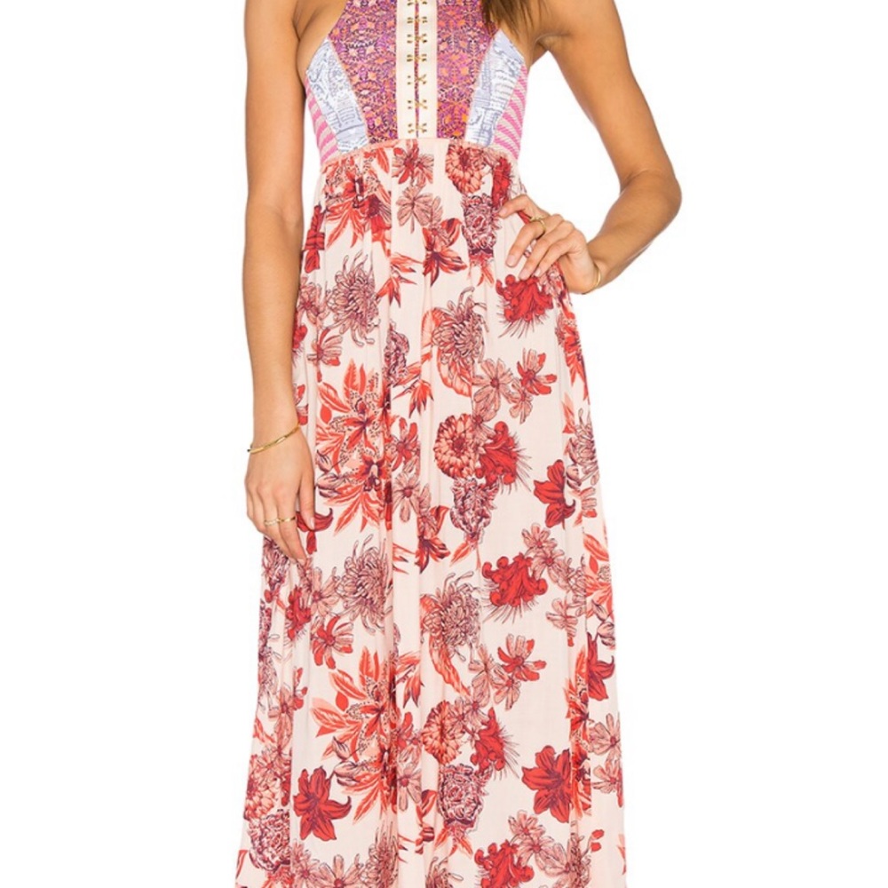 Maaji Floral Red Cross Back Maxi Dress. Item is in Great Used Condition.